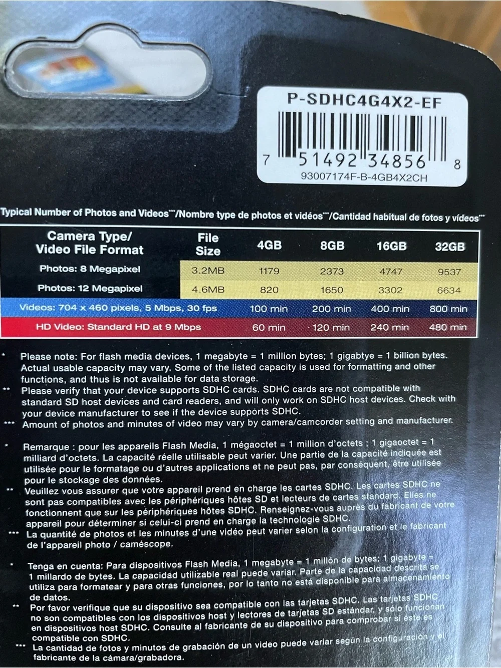 PNY Optima 4 GB SD Cards 2 pk- OEM -P-SDHC4G4X2-EF, Brand New